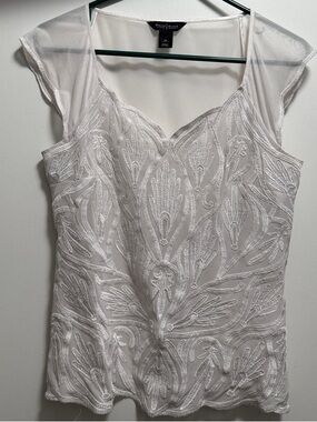 White House Black Market White Sheer Blouse